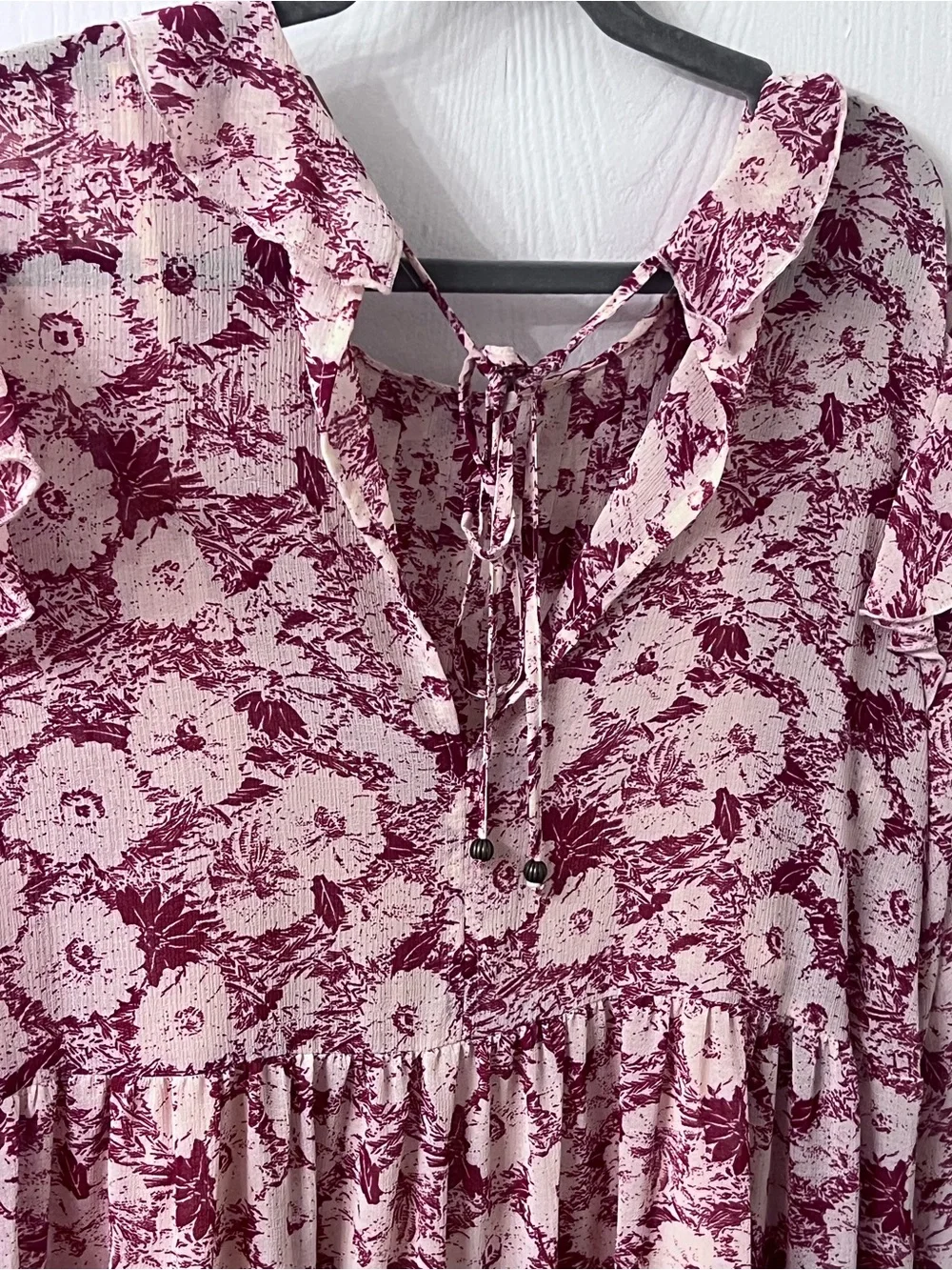 Free People Floral Pleated Long-Sleeve Dress - Pink & Cream